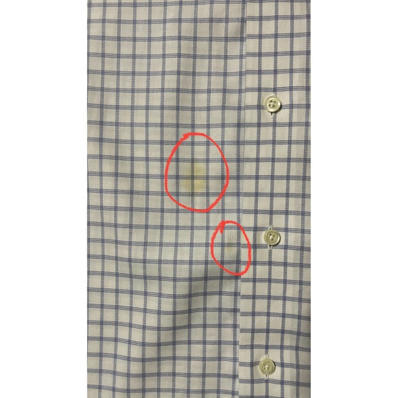 Brooks Brothers Men's 346 Dress Shirt Checkered Long Sleeve Size 14 1/2-32 Stain - Picture 6 of 11